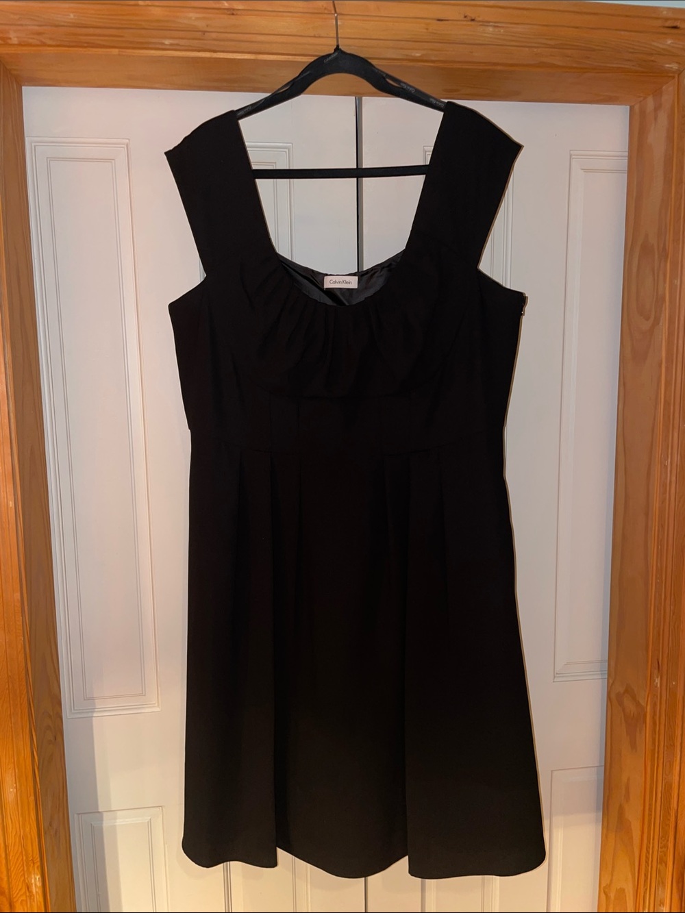 Calvin Klein Black Square-Neck Midi Dress